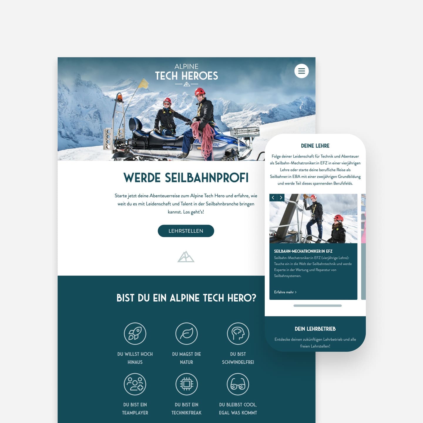 Nachwuchskampagne Website Seilbahnen Schweiz